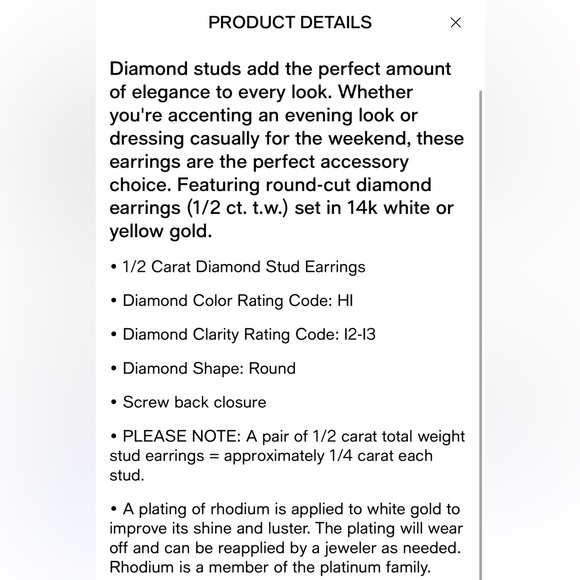 14k yellow gold 1/2 cttw diamond studs - Picture 7 of 8